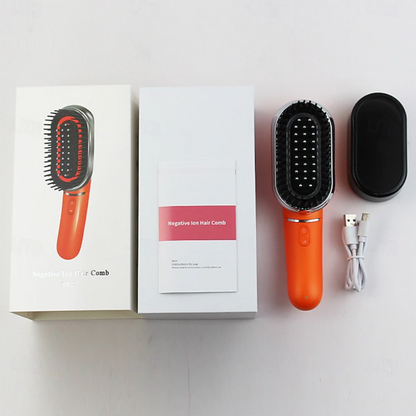 Negative Ion Scalp Massage Comb - Red & Blue Light Therapy, EMS Microcurrent & Vibration for Hair Growth, Scalp Care, and Frizz Reduction